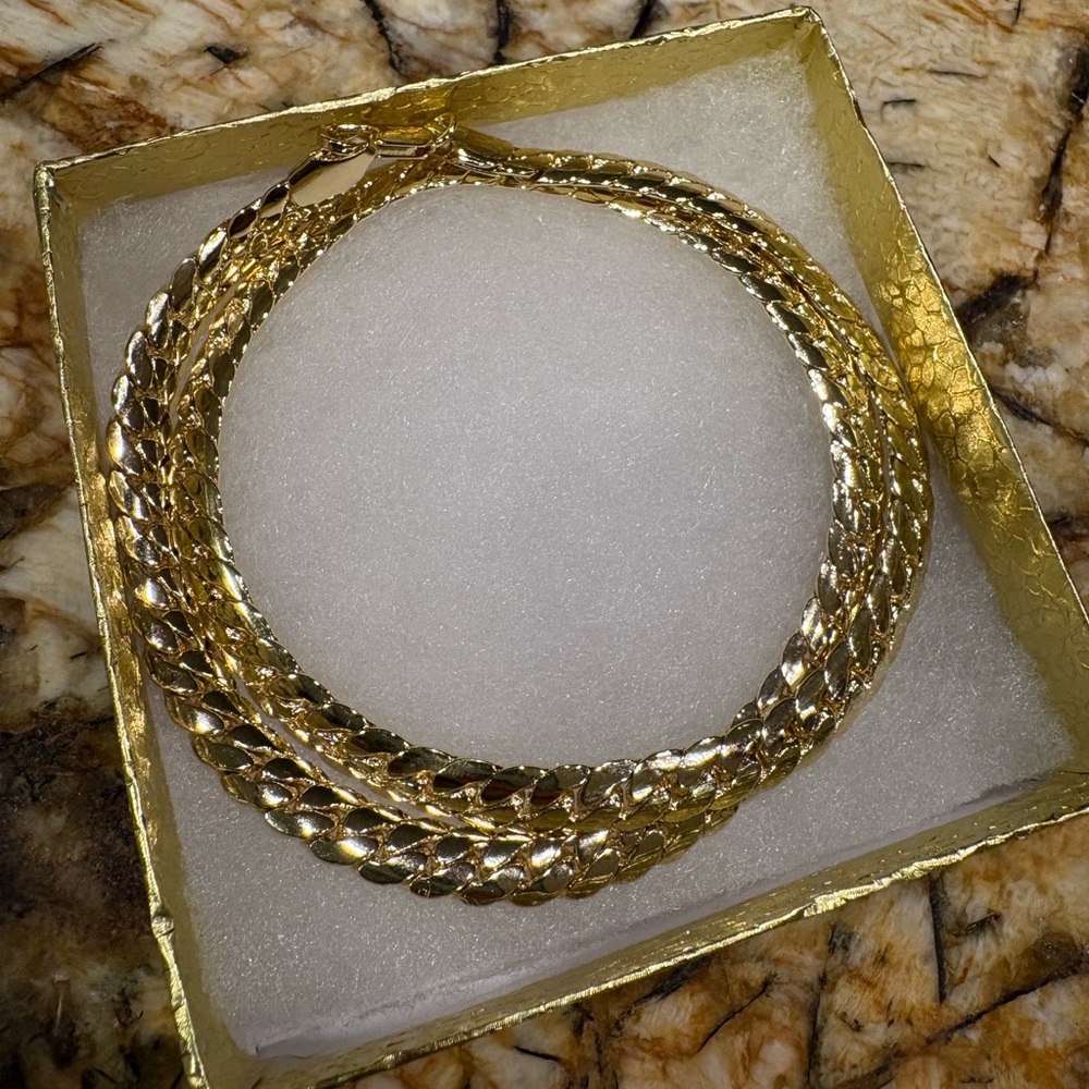 14K Stamped Gold Plated Cuban Link Necklace 20” 7MM